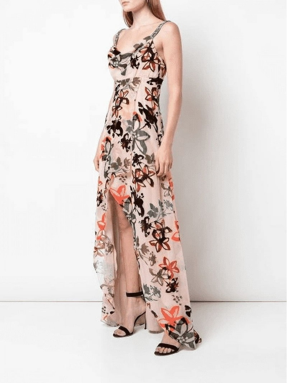 Nicole Miller Artelier BLUSH/MULTI Autumn Dream Burnout Hi-Low Dress Sz 0